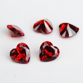 心形 中石榴红 A 合成立方氧化锆 3x3~15x15mm