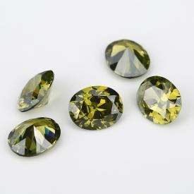 蛋形 中橄榄绿 A 合成立方氧化锆 2x3~13x18mm