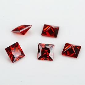 正方车花直角 中石榴红 AA 合成立方氧化锆 3x3~15x15mm