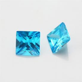 正方车花直角 中海蓝 AAA 合成立方氧化锆 3x3~15x15mm