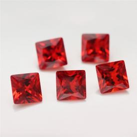 正方车花直角 中桔红 AA 合成立方氧化锆 3x3~15x15mm