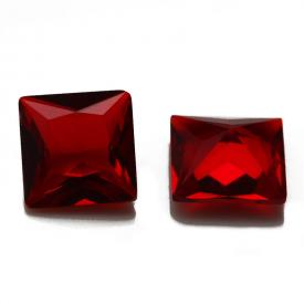 正方车花直角 石榴红 水晶玻璃 2x2~12x12mm