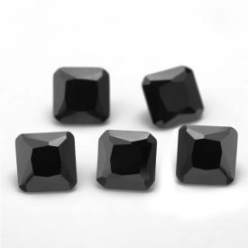 正方车花倒角 黑色 AA 立方氧化锆 4x4~15x15mm