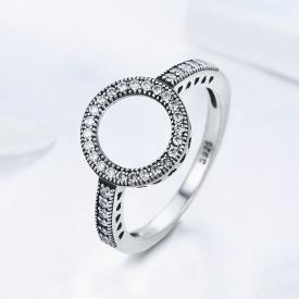 S925纯银戒指 简约镶嵌女式纯银戒指