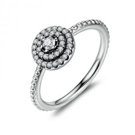 复古风格S925纯银圆圈圈镶嵌奢华钻戒指