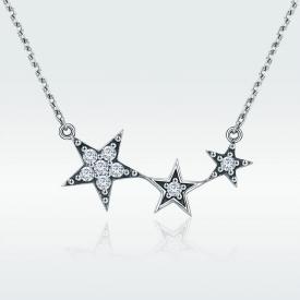 星星S925纯银项链 圆形氧化锆石项链
