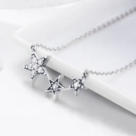 星星S925纯银项链 圆形氧化锆石项链