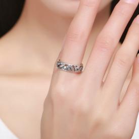纯银s925复古气质戒指女时尚微镶钻素银指环