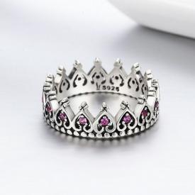 热卖气质女王皇冠纯银戒指 s925镶钻女戒