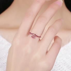 s9255纯银镀玫瑰金女式戒指 个性镶钻指环