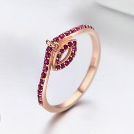 s9255纯银镀玫瑰金女式戒指 个性镶钻指环