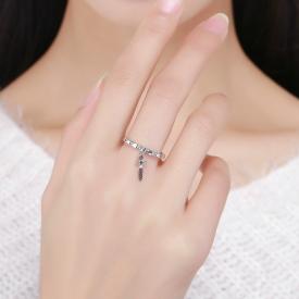 热销纯银饰品S925银戒指镶钻女性个性指环饰品配件