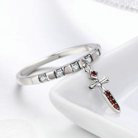 热销纯银饰品S925银戒指镶钻女性个性指环饰品配件